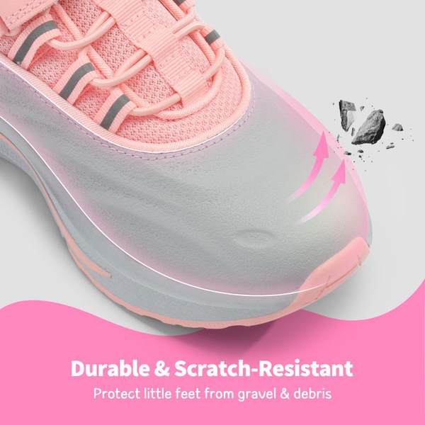 [DuraPlay Flex] Kids Protective High-Density Upper Running Shoes with Reflective Tape - LIGHT GREY PINK - 3